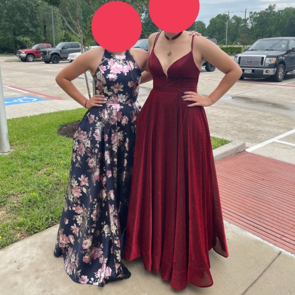 Prom dress (red glitter with a slight black undertone) size: 6